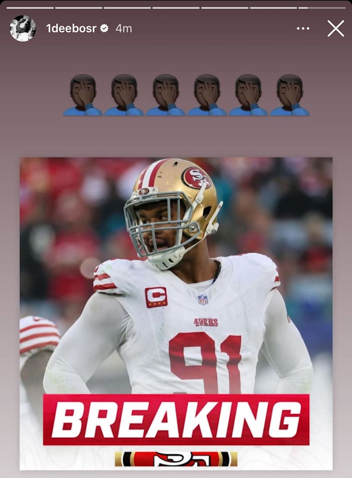 Deebo Samuel reacts to the 49ers releasing Arik Armstead.